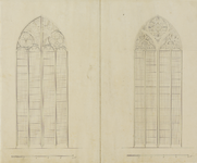 214504 Opstand van de vensters in de zijkapellen van Van Montfoort en Van Veen in de Domkerk te Utrecht.